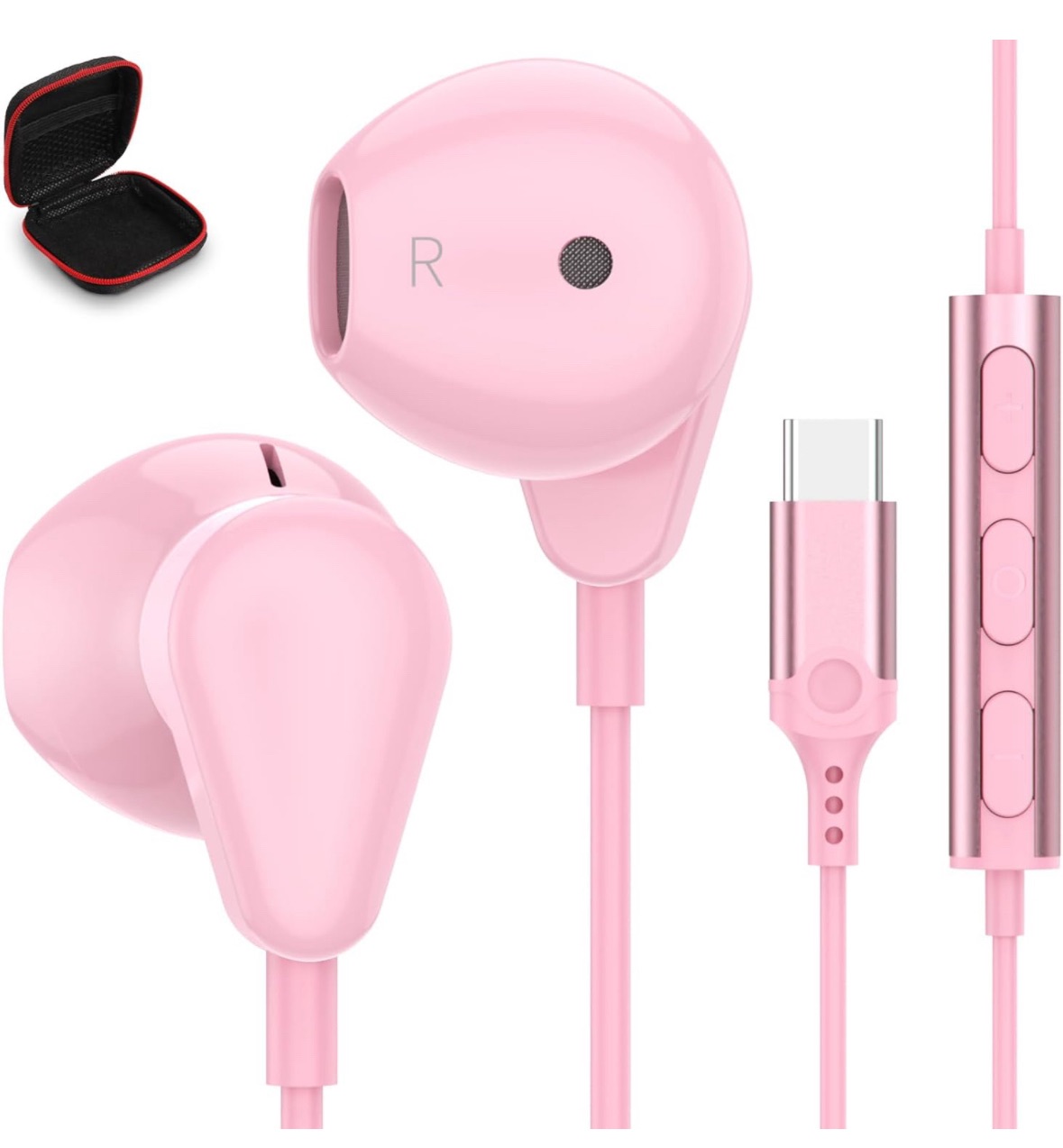 Auriculares cable rosa usb c